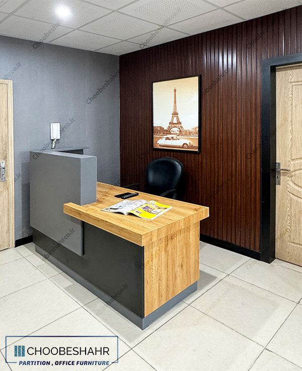 میز پذیرش کانتر منشی کد RD-103-B1 چوب شهر نمونه اجرا شده