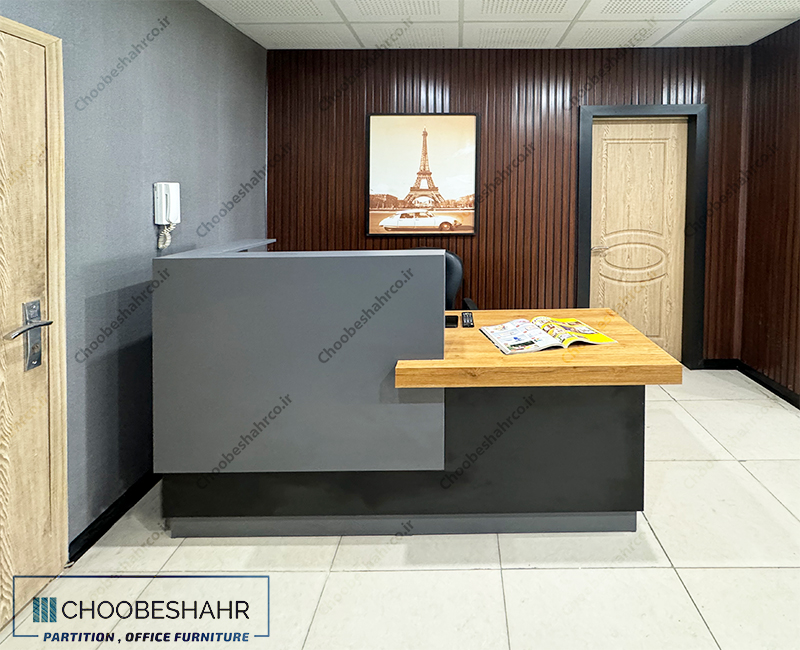 میز پذیرش کانتر منشی کد RD-103-B2 چوب شهر نمونه اجرا شده