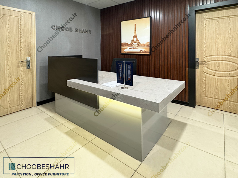 میز پذیرش کانتر منشی کد RD-106-B2 چوب شهر نمونه اجرا شده