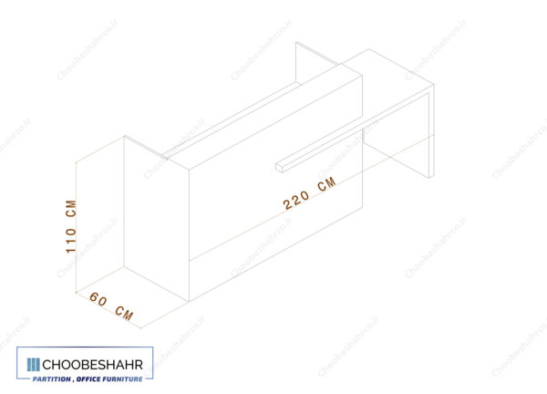 ابعاد میز پذیرش کانتر منشی RD-102