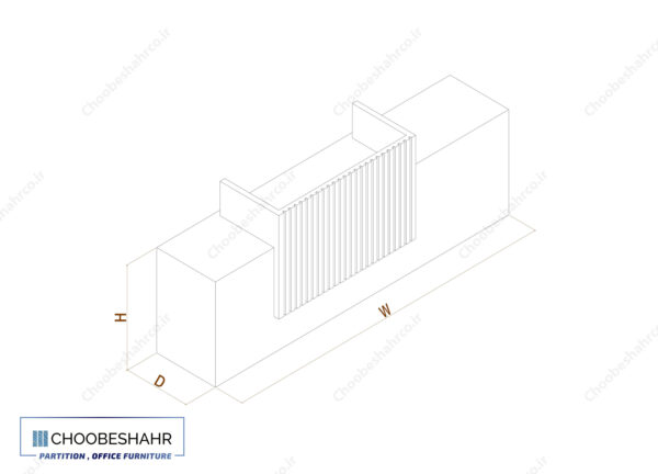 میز منشی-کانتر پذیرش کد RD-107_D چوب ابعاد محصول