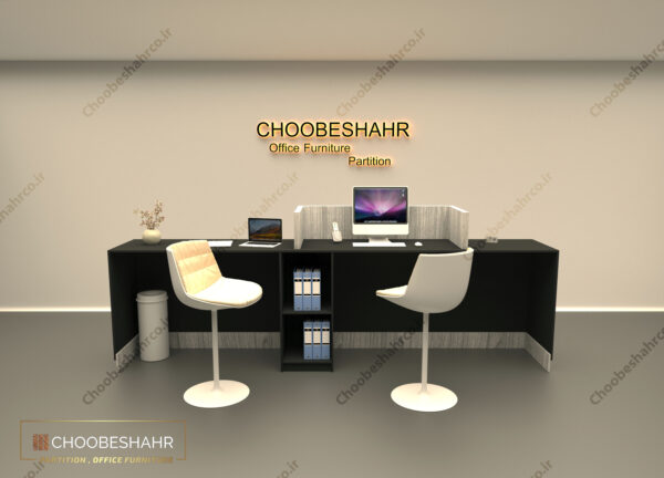 میز منشی-کانتر پذیرش کد RD-107_04 چوب شهر نمای پشتی