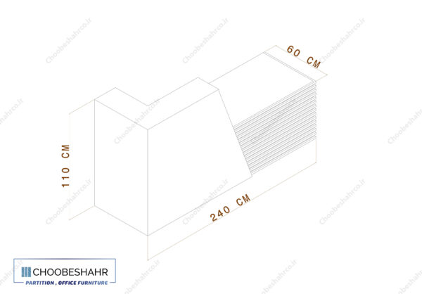 میز منشی-کانتر پذیرش کد RD-105-D چوب ابعاد محصول