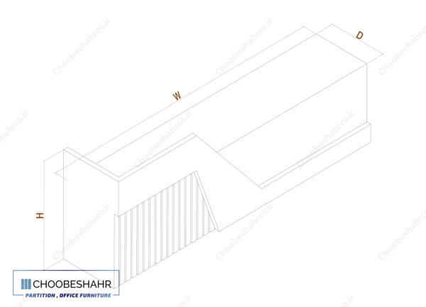 میز منشی-کانتر پذیرش کد RD-111_D چوب ابعاد محصول