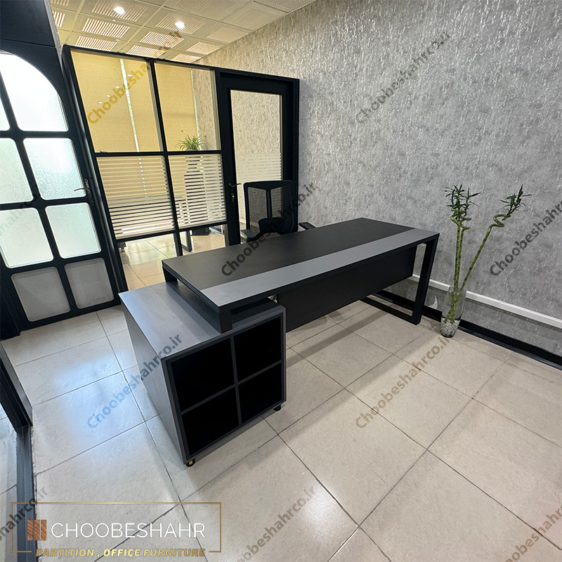 میز کارشناسی ED-107 با رنگ بندی مشکی - طوسی