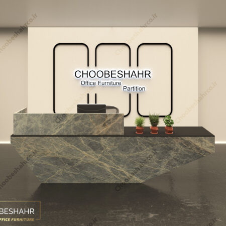 میز پذیرش کانتر منشی RD-113-04 با رنگ بندی : مشکی و طرح سنگ
