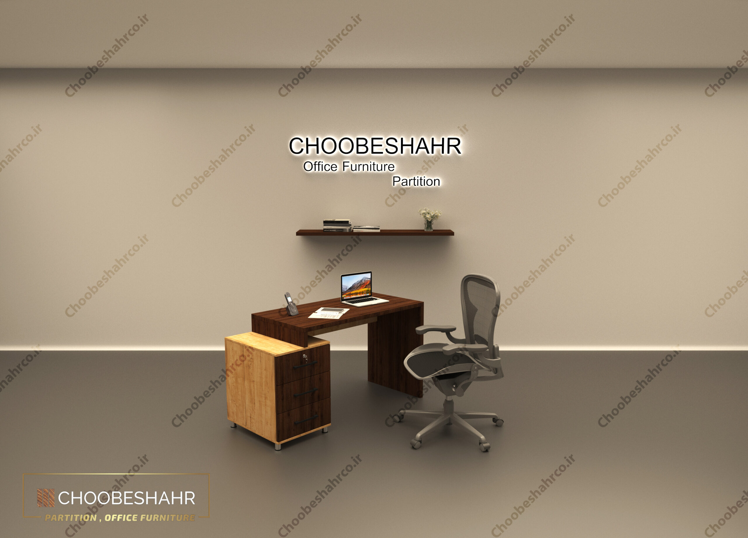 میز کارمندی کد EMD-103 چوب شهر نمای پشتی