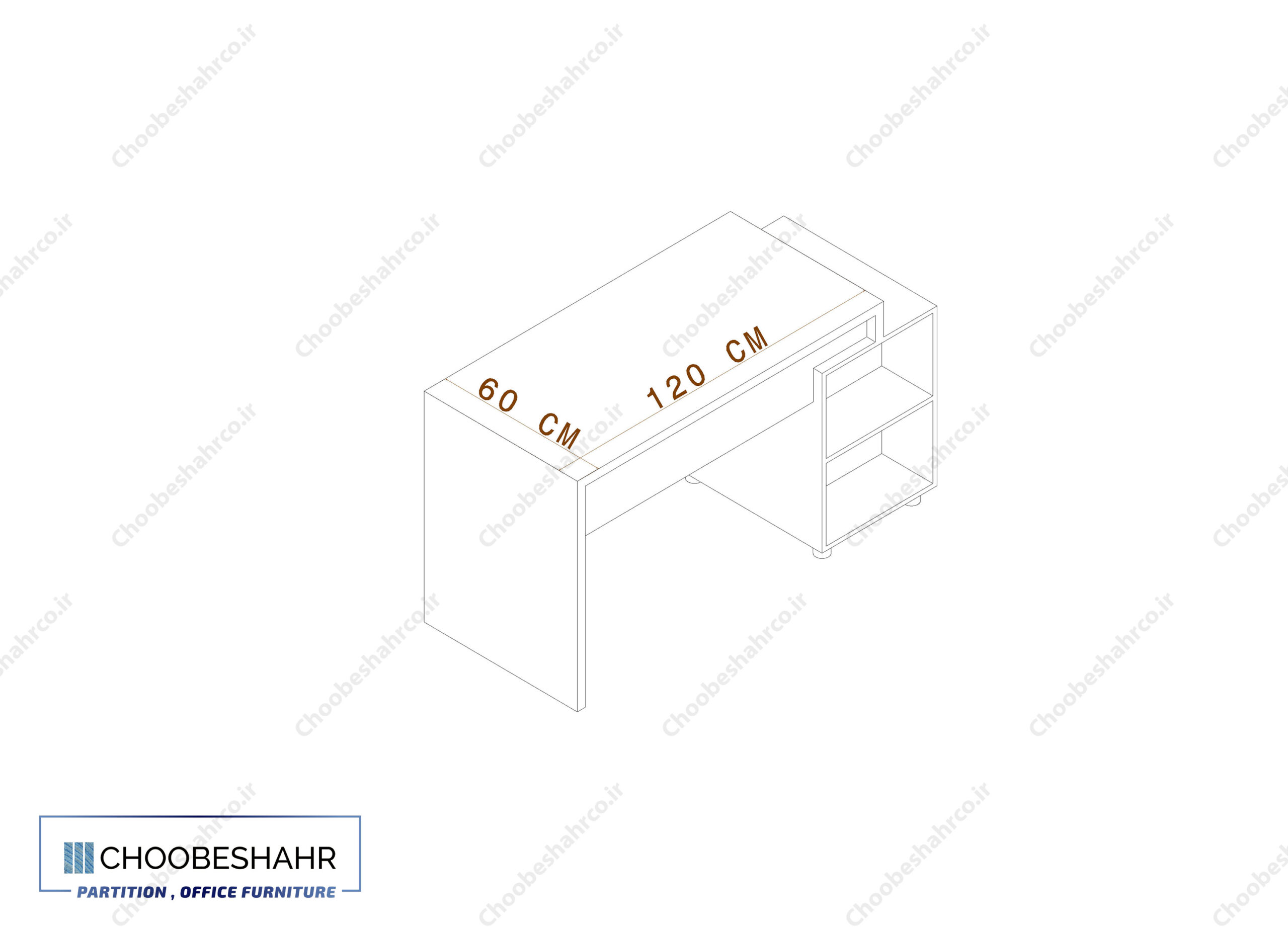 میز کارمندی کد EMD-103 چوب شهر ابعاد و اندازه