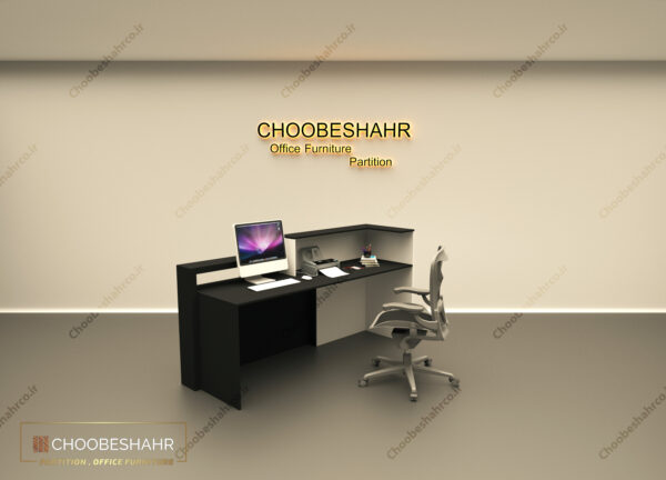 میز منشی-کانتر پذیرش کد RD-114-06 چوب شهر نمای پشتی