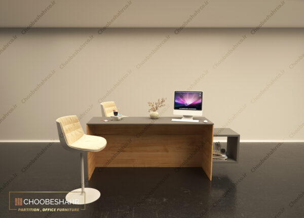 میز منشی-کانتر پذیرش کد RD-115-07 چوب شهر نمای پشتی