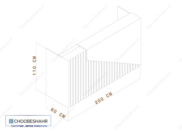 میز منشی-کانتر پذیرش کد RD-120 ابعاد محصول
