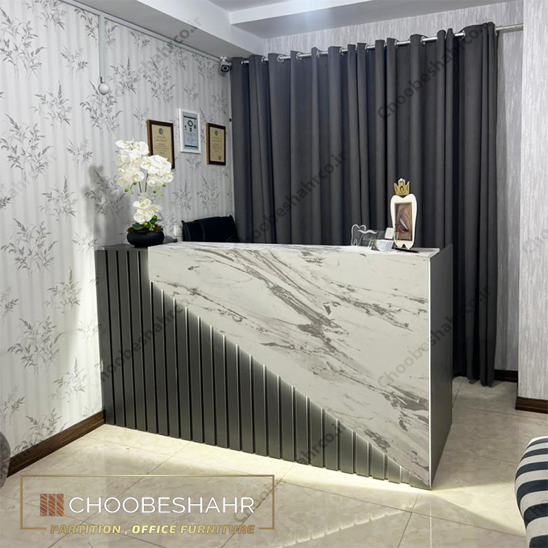 میز منشی-کانتر پذیرش کد RD-120-B1 چوب شهر نمونه اجرا شده